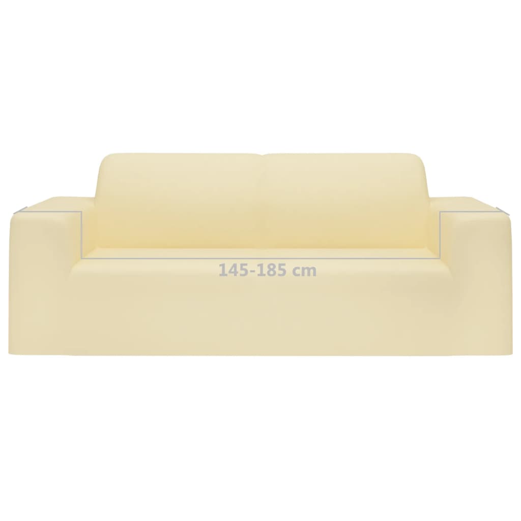 Stretch sofa cover 2-seater cream polyester jersey