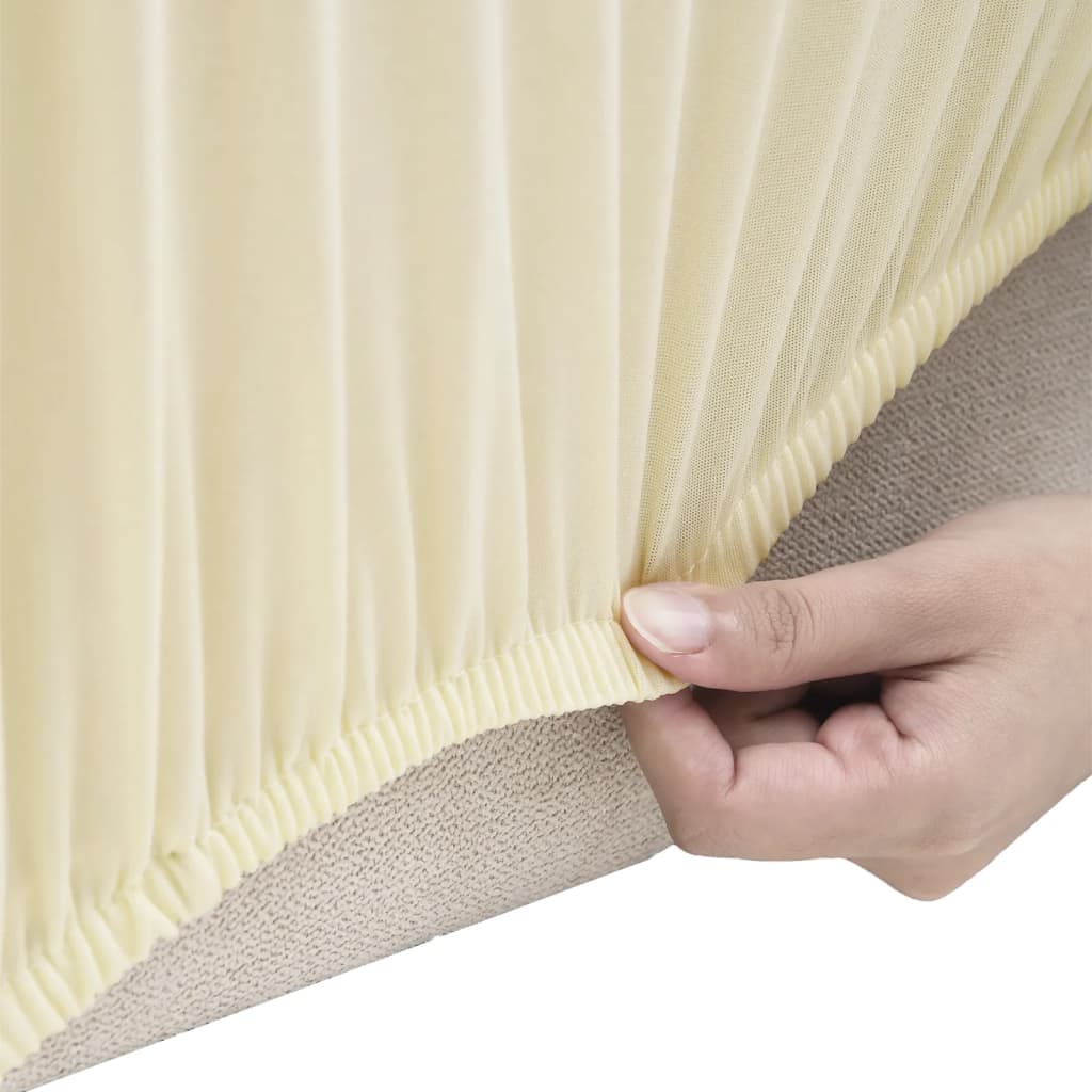 Stretch sofa cover 4-seater cream polyester jersey