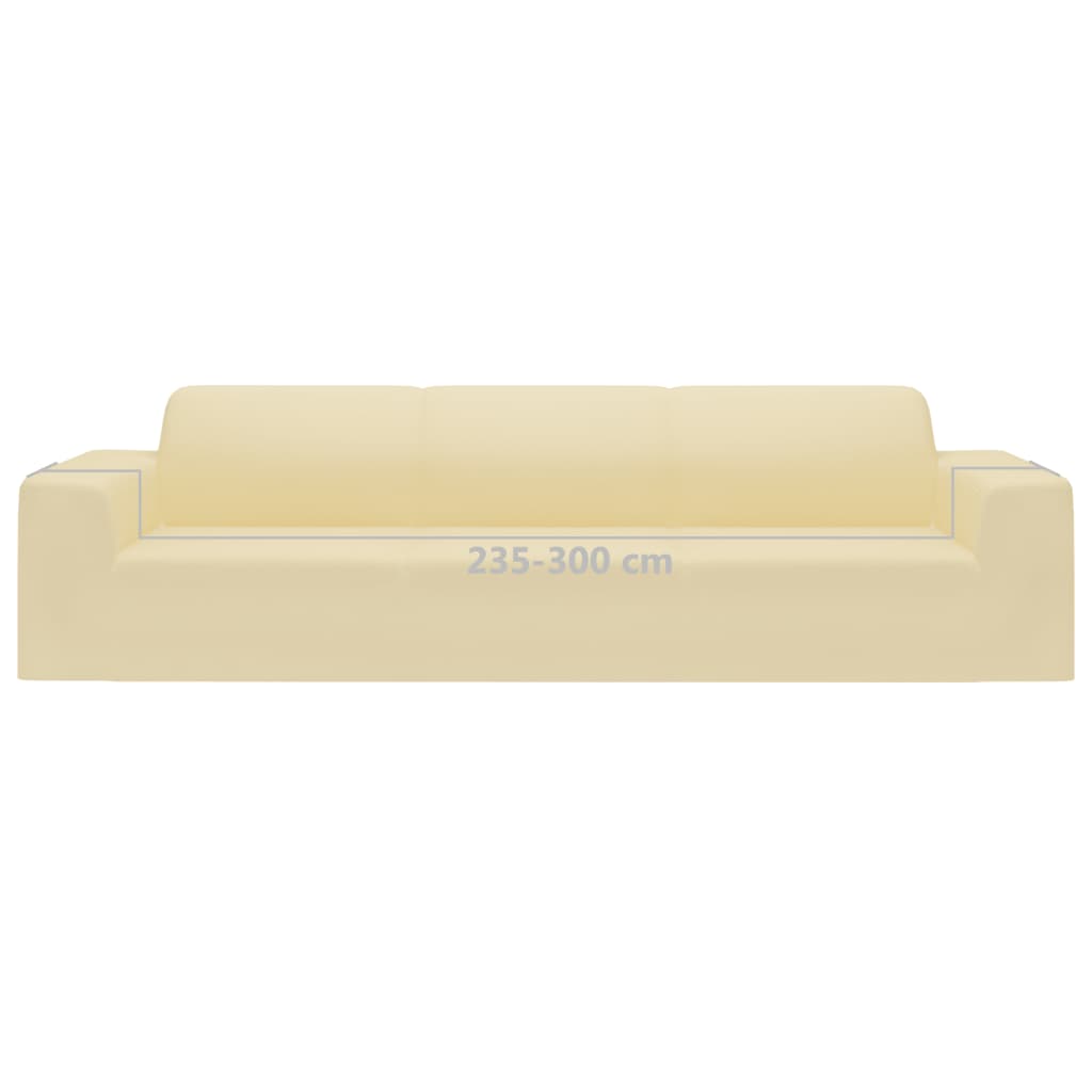 Stretch sofa cover 4-seater cream polyester jersey