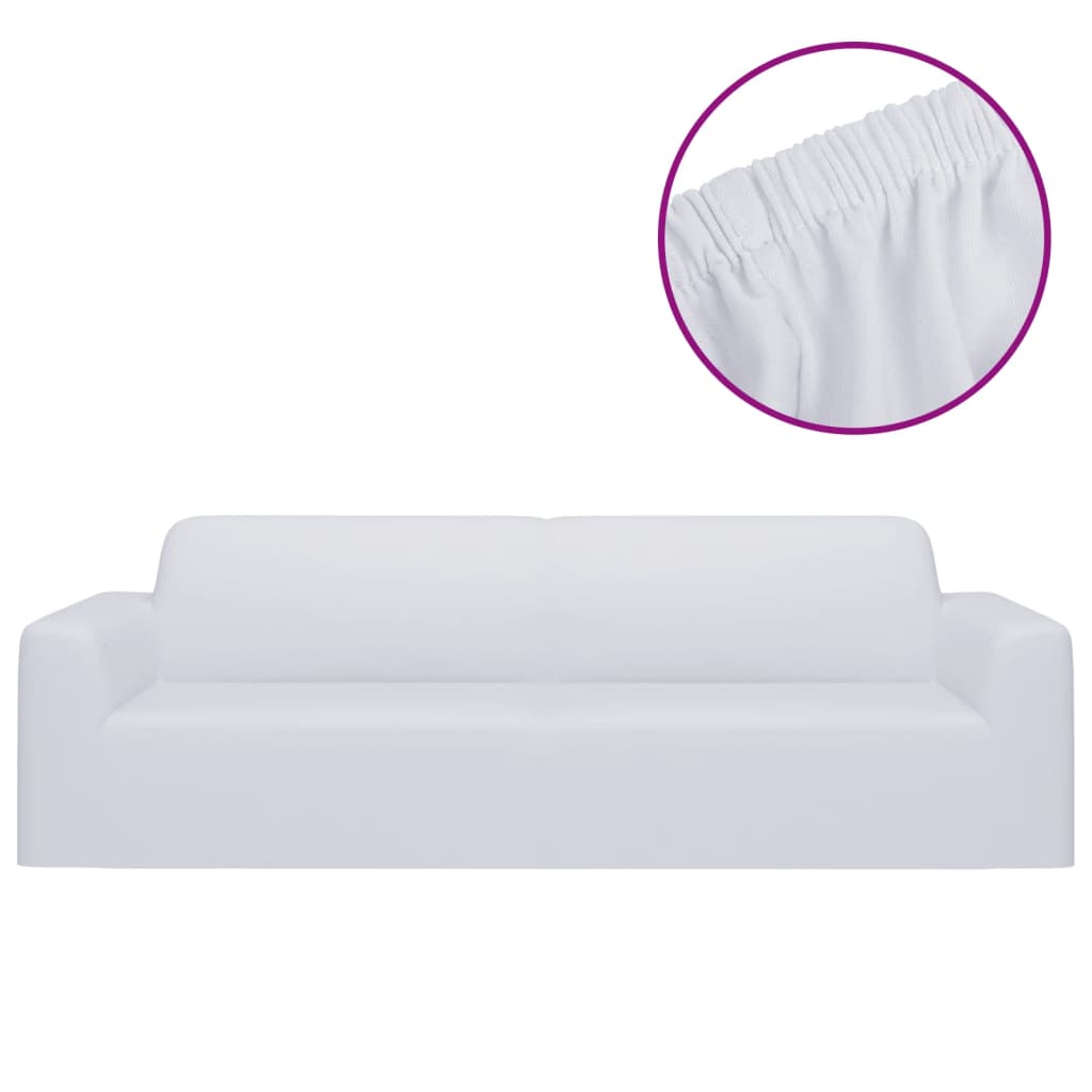 Housse de canapé extensible 3 places jersey polyester blanc