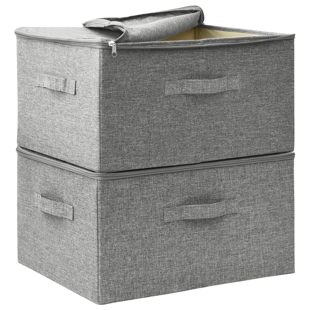 Aufbewahrungsboxen 2 Stk. Stoff 43x34x23 cm Grau