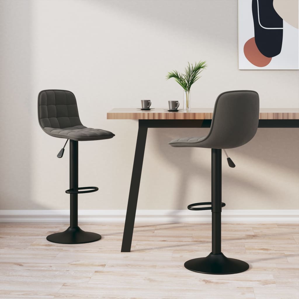 Bar stools 2 pcs. Dark gray velvet