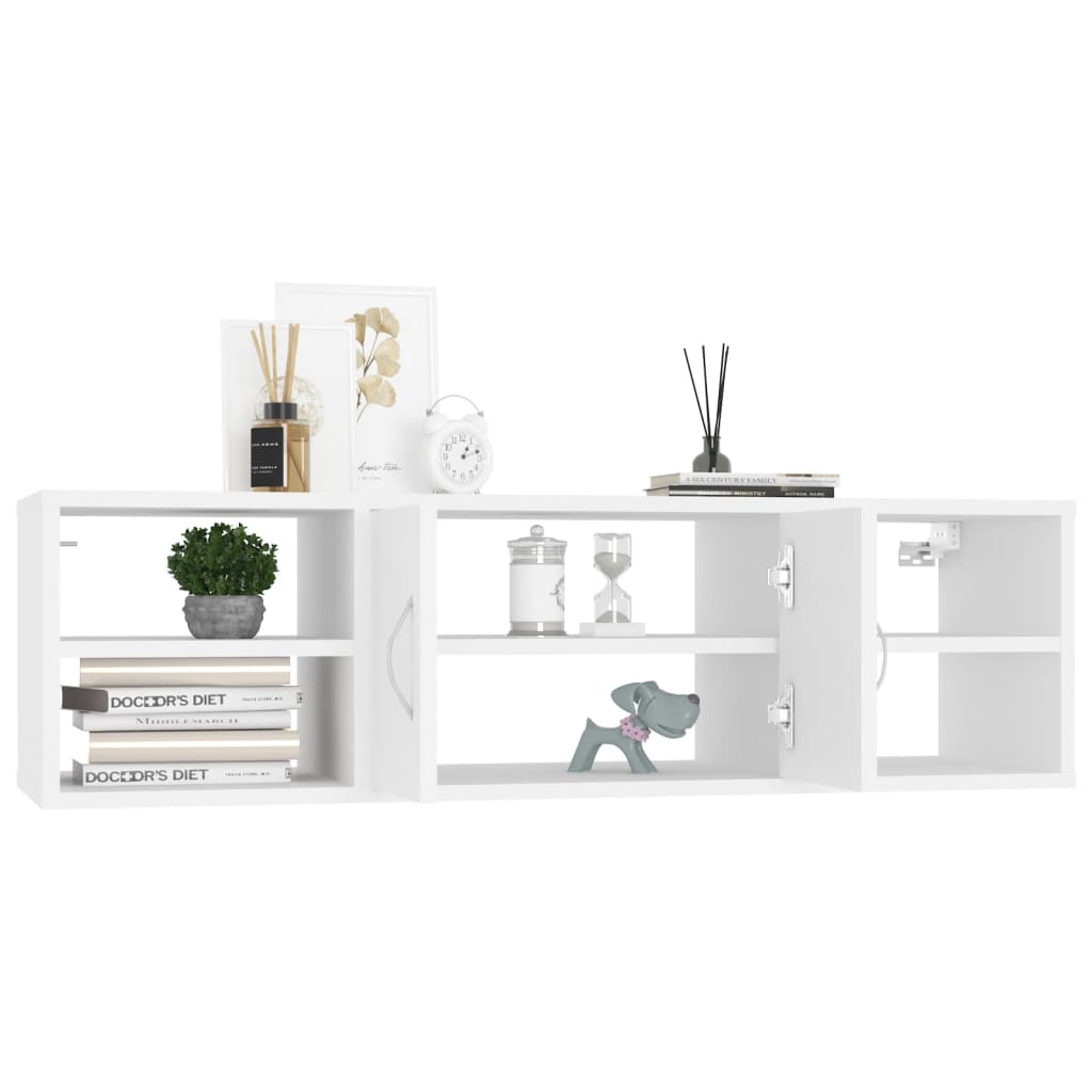 Etagère murale blanche 102x30x29 cm en bois