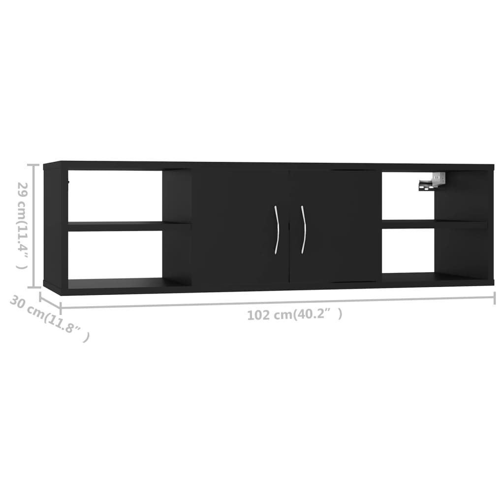 Etagère murale noire 102x30x29 cm en bois