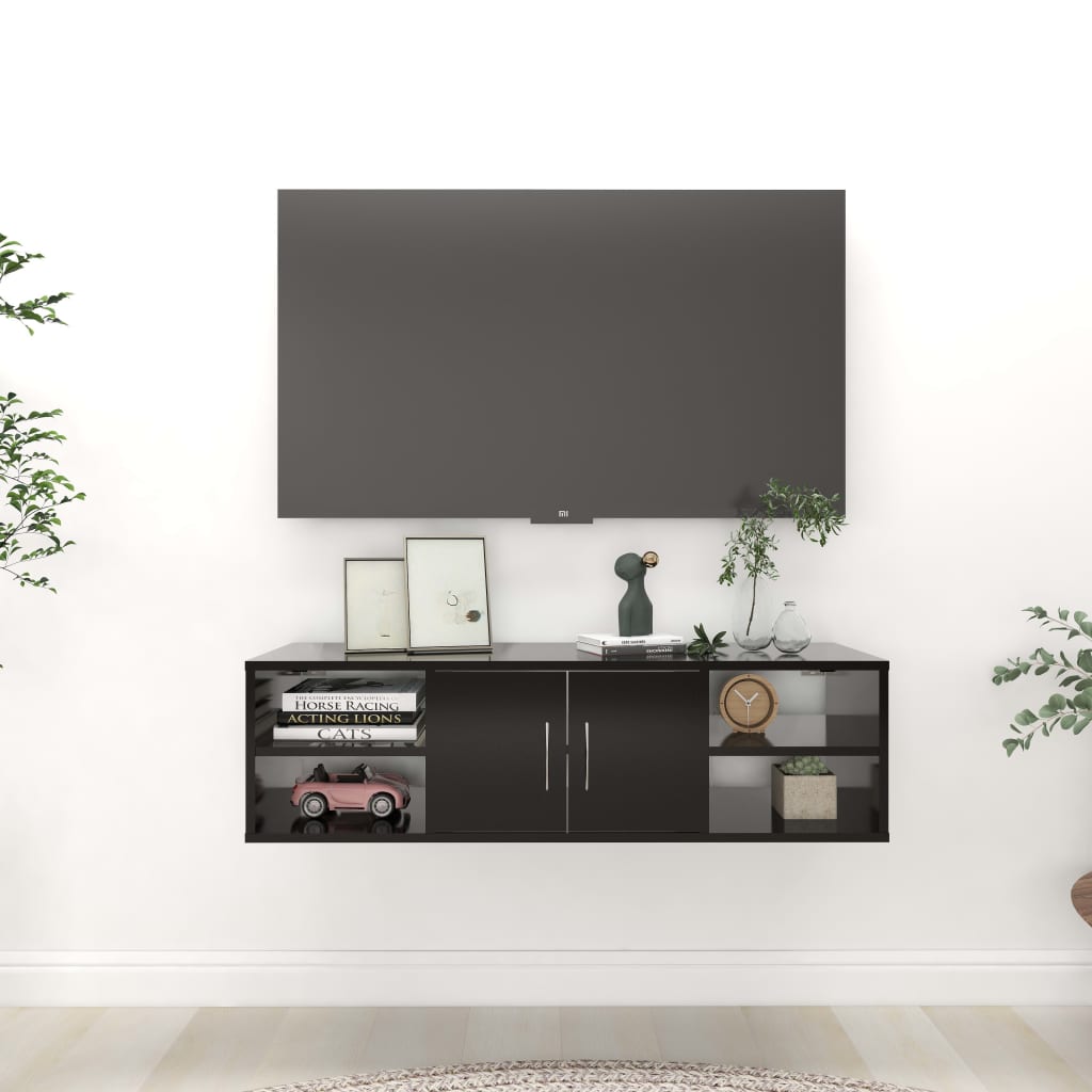 Etagère murale noire 102x30x29 cm en bois