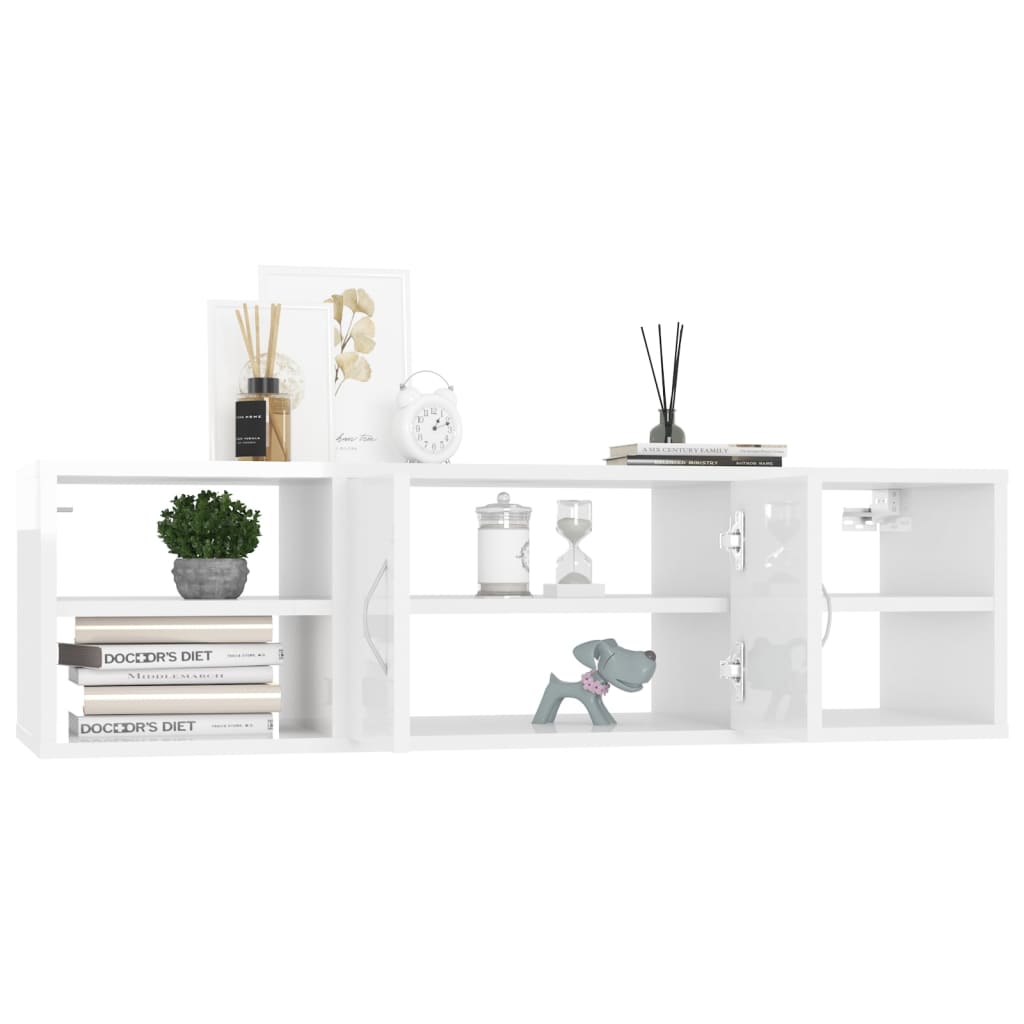 Étagère murale blanc brillant 102x30x29 cm en bois
