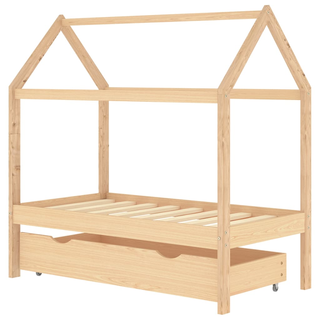 Children's bed with drawer solid pine 70x140 cm