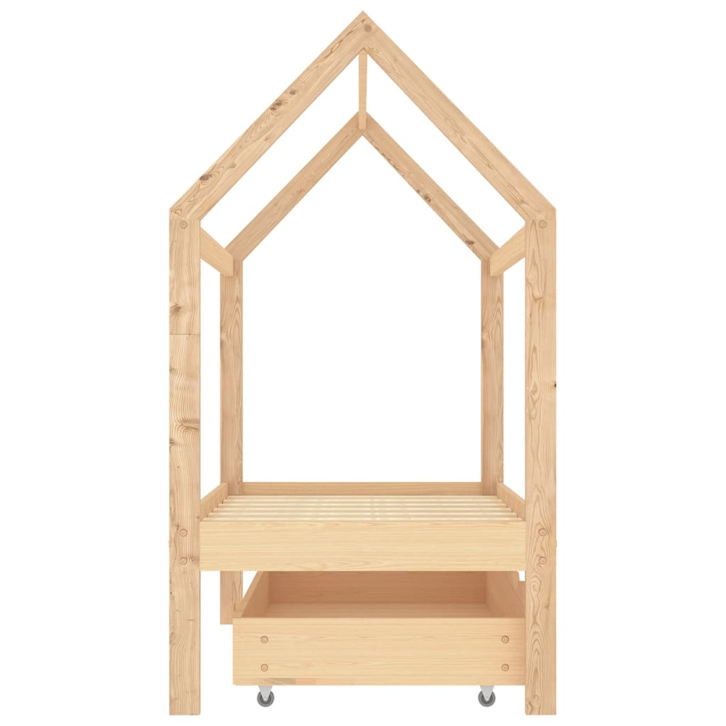Children's bed with drawer solid pine 70x140 cm