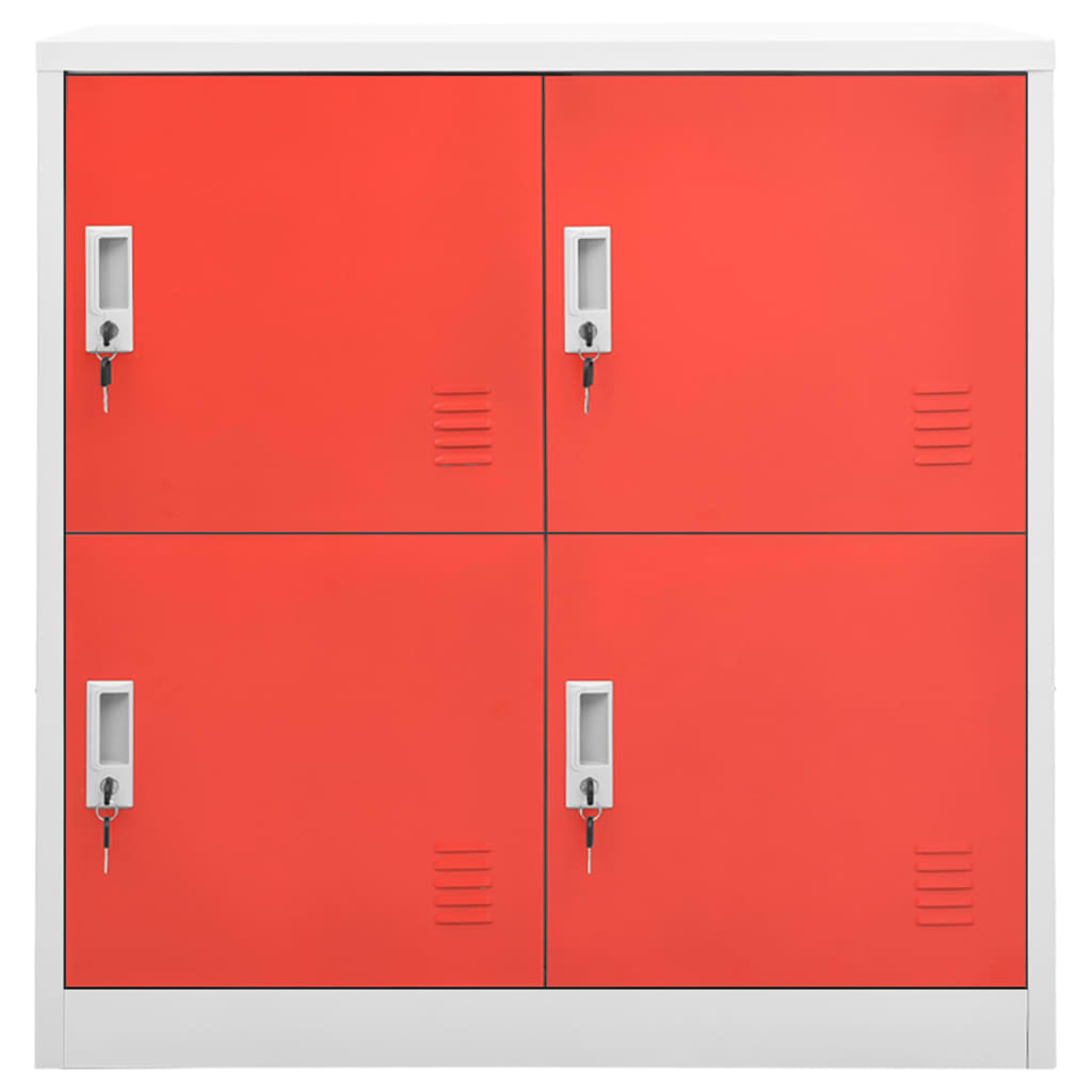 Locker cabinet light gray and red 90x45x92.5 cm steel