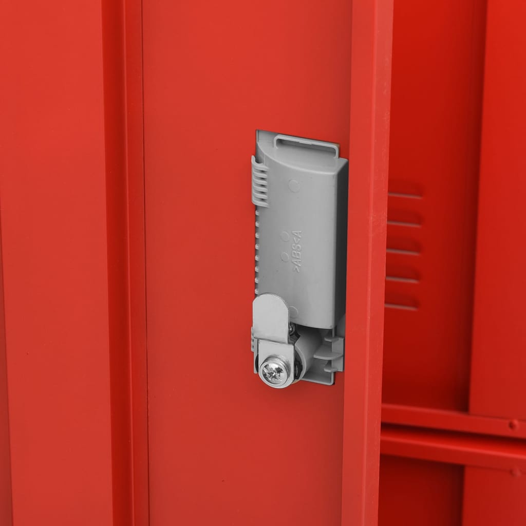 Locker cabinet light gray and red 90x45x92.5 cm steel