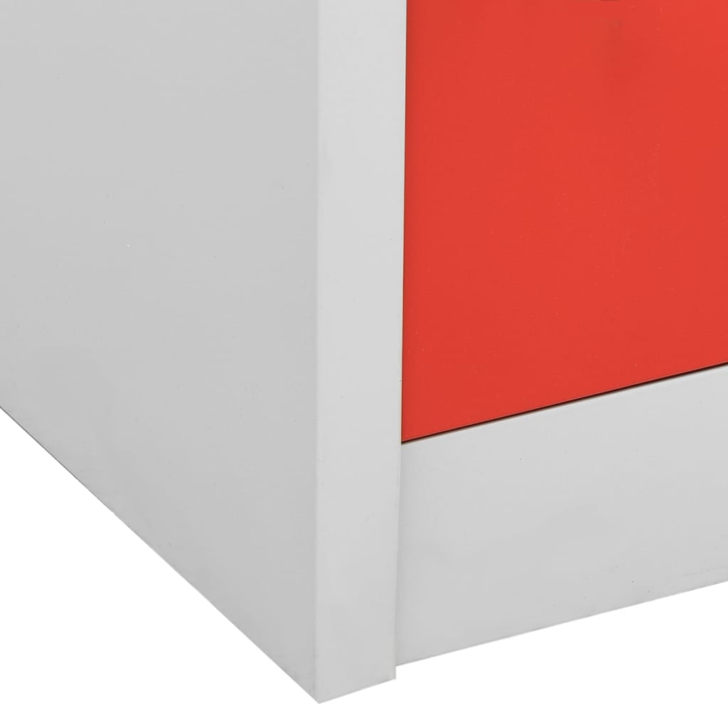 Locker cabinet light gray and red 90x45x92.5 cm steel