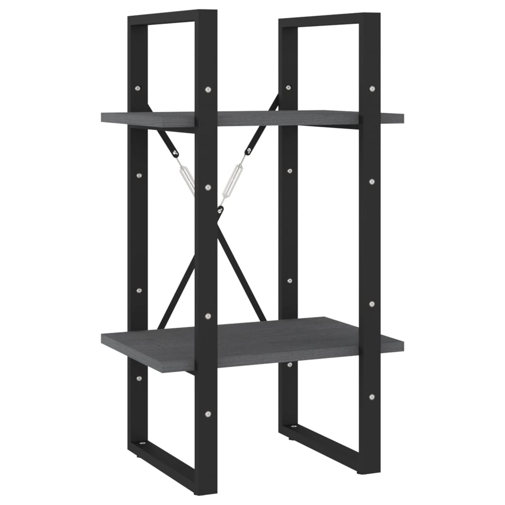 Bookcase 2 compartments gray 40x30x70 cm solid pine wood