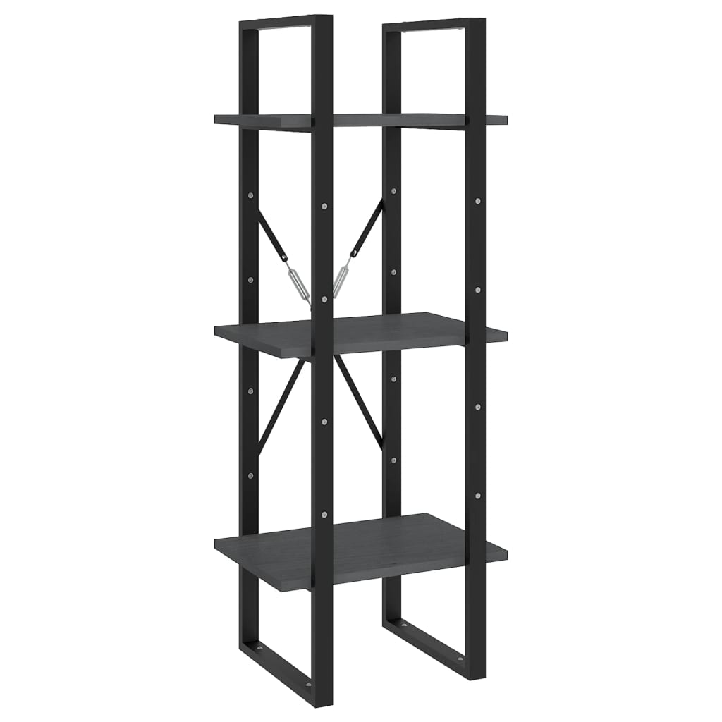 Bookcase 3 compartments gray 40x30x105 cm solid pine wood