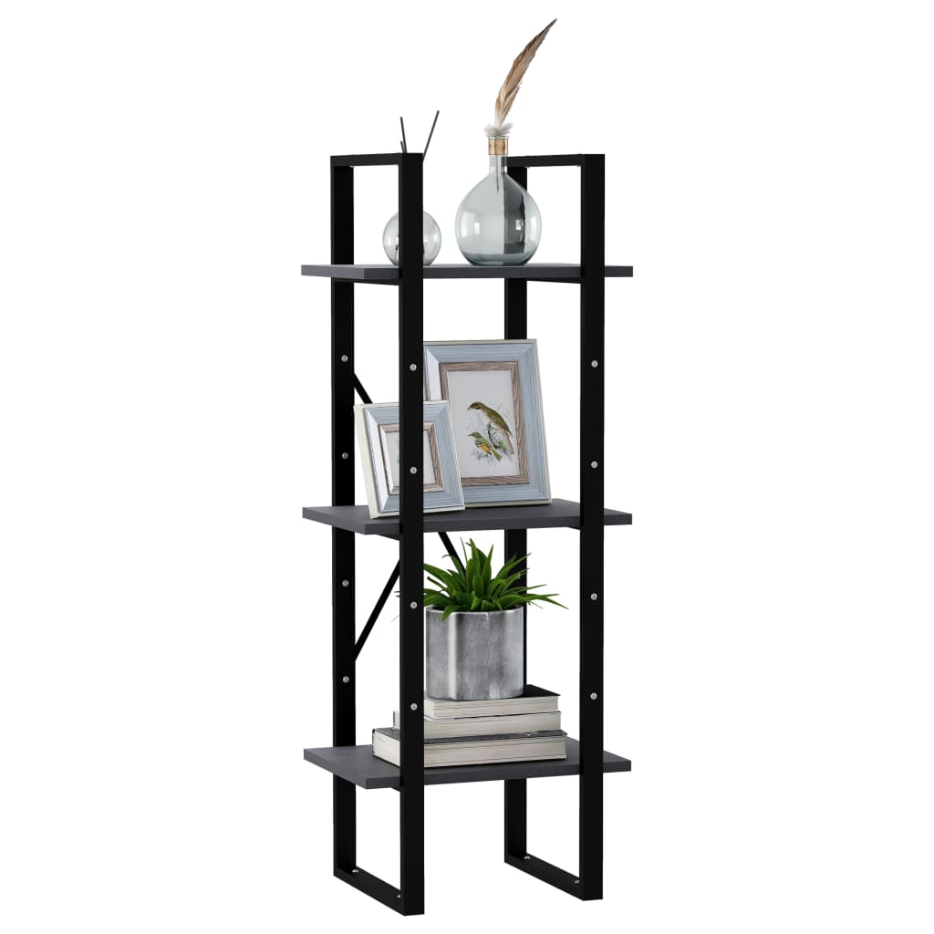 Bookcase 3 compartments gray 40x30x105 cm solid pine wood