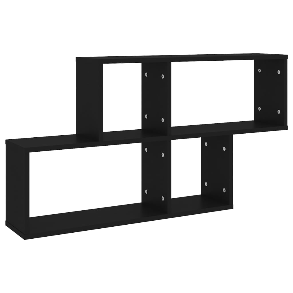 Etagère murale noire 100x18x53 cm en bois