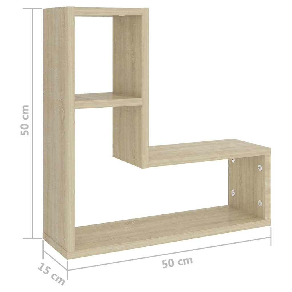 Etagères murales 2 pcs Chêne Sonoma 50x15x50 cm matériau bois