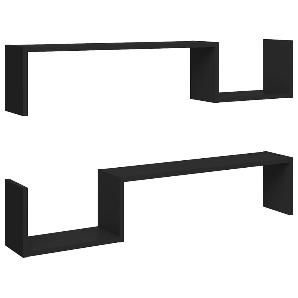 Etagères murales 2 pcs Noir 100x15x20 cm matériau bois
