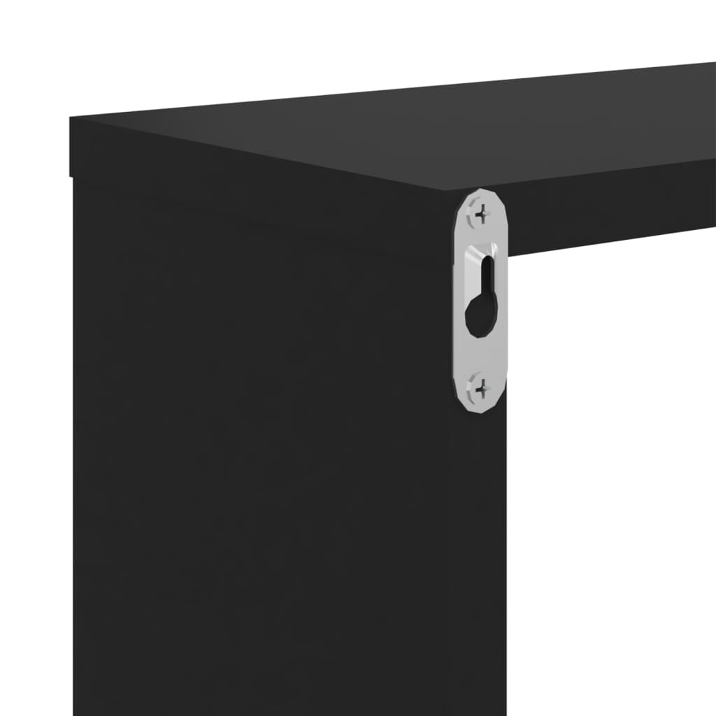Etagères murales 2 pcs Noir 100x15x20 cm matériau bois