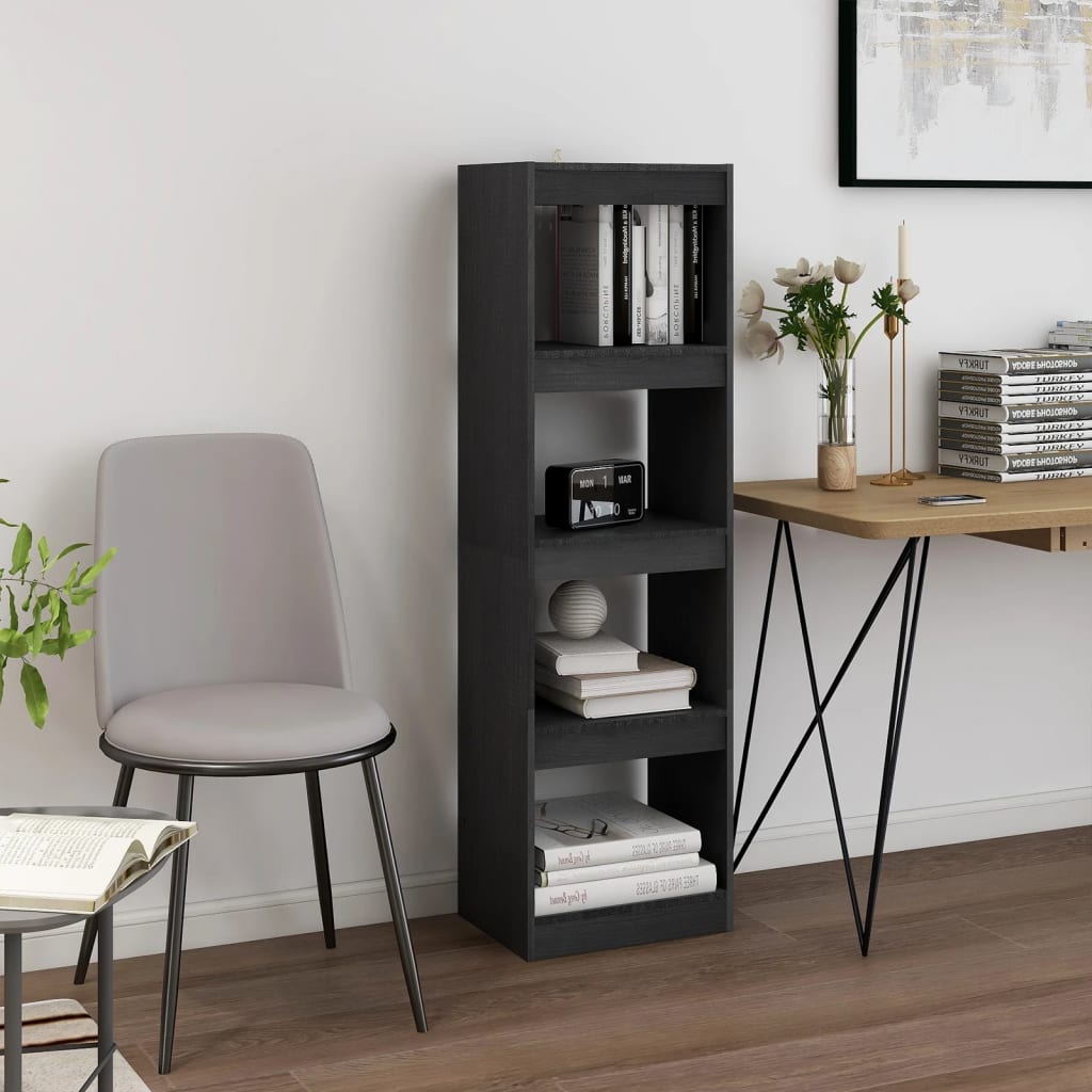 Bibliothèque séparateur de pièce gris 40x30x135,5 cm en bois de pin massif