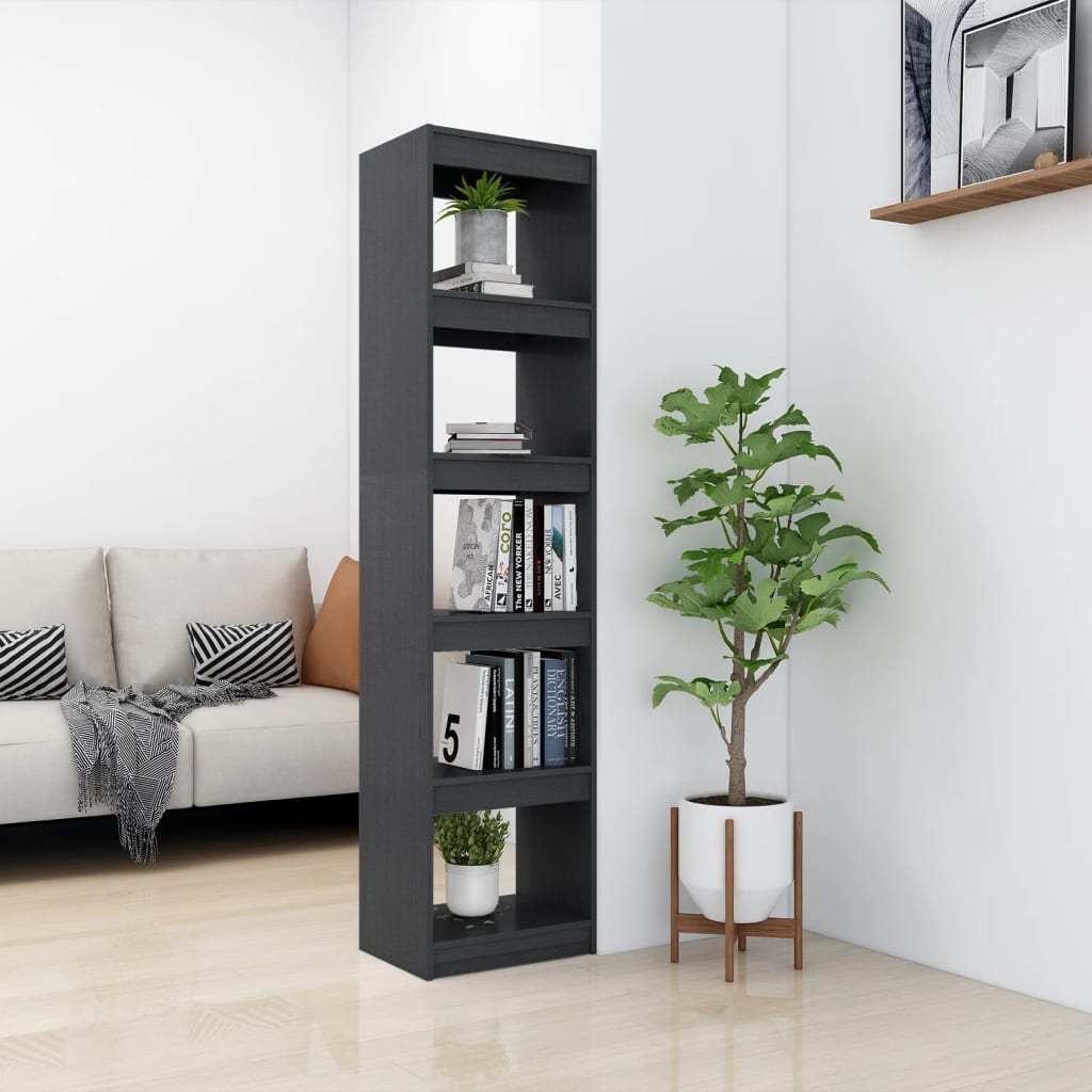 Bibliothèque/séparateur de pièce gris 40x30x167,5 cm bois de pin massif