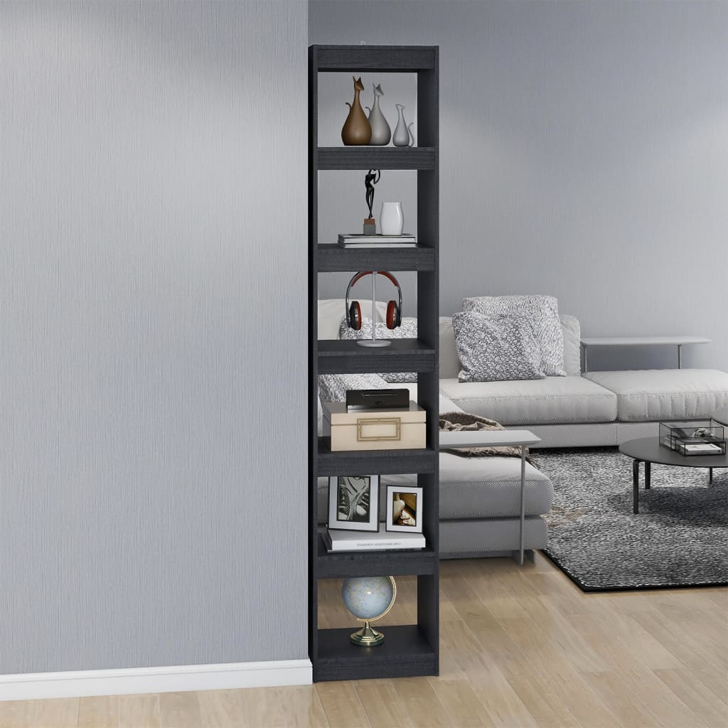 Bibliothèque/séparateur de pièce gris 40x30x199 cm bois de pin massif