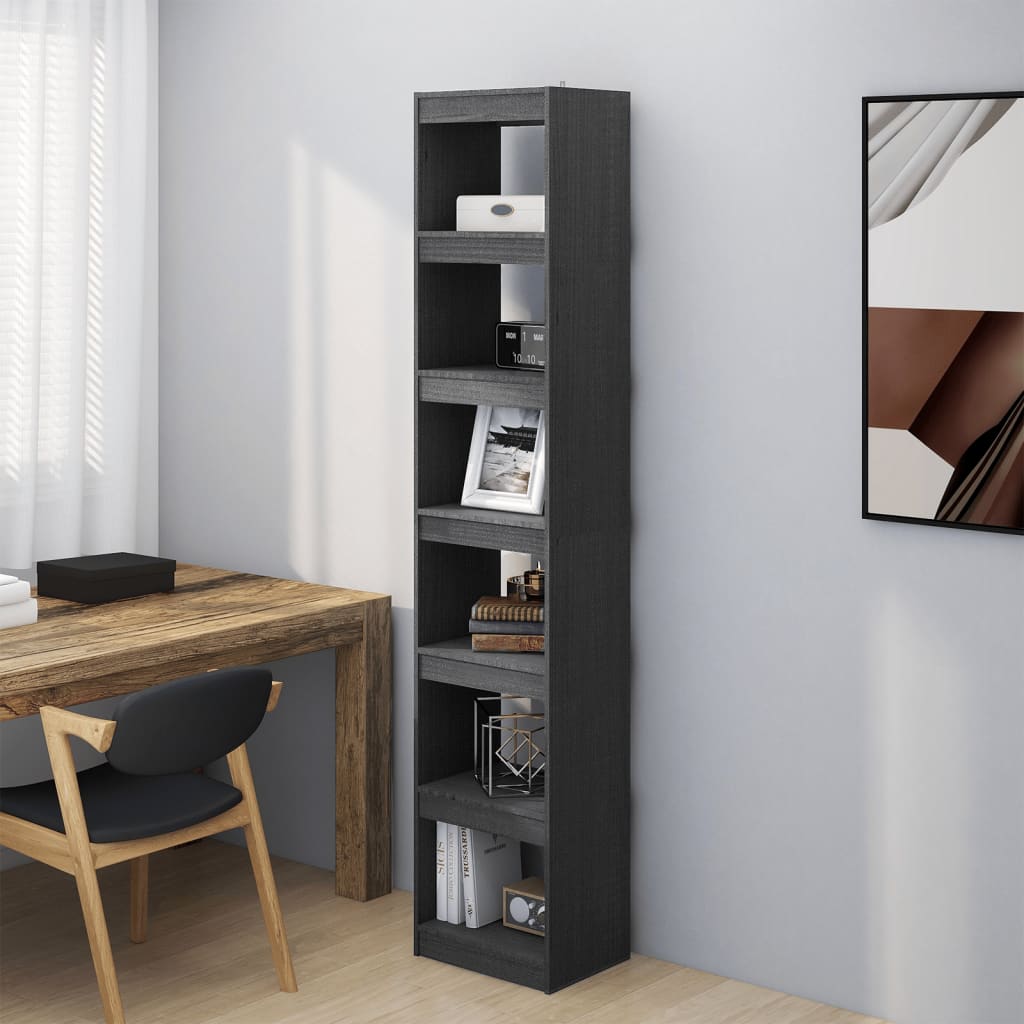 Bibliothèque/séparateur de pièce gris 40x30x199 cm bois de pin massif