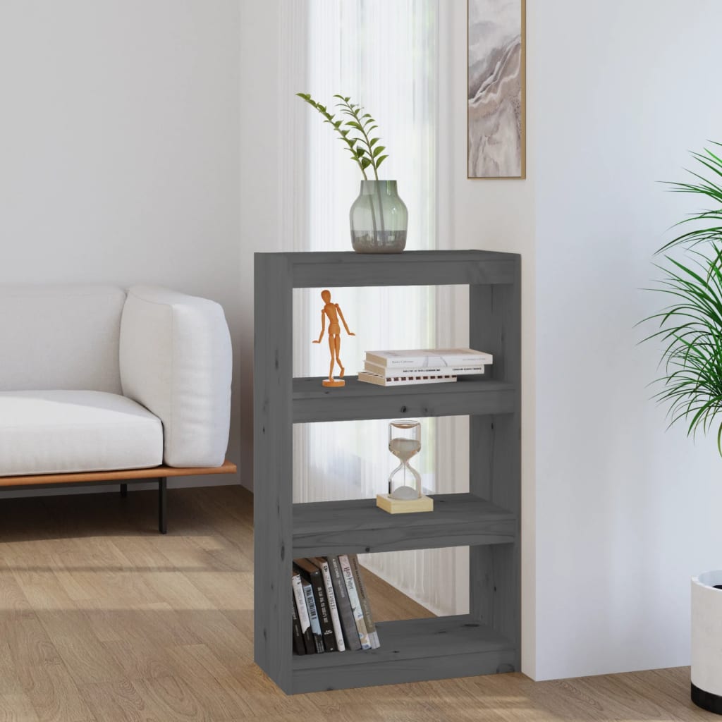 Bibliothèque/séparateur de pièce gris 60x30x103,5 cm bois de pin massif