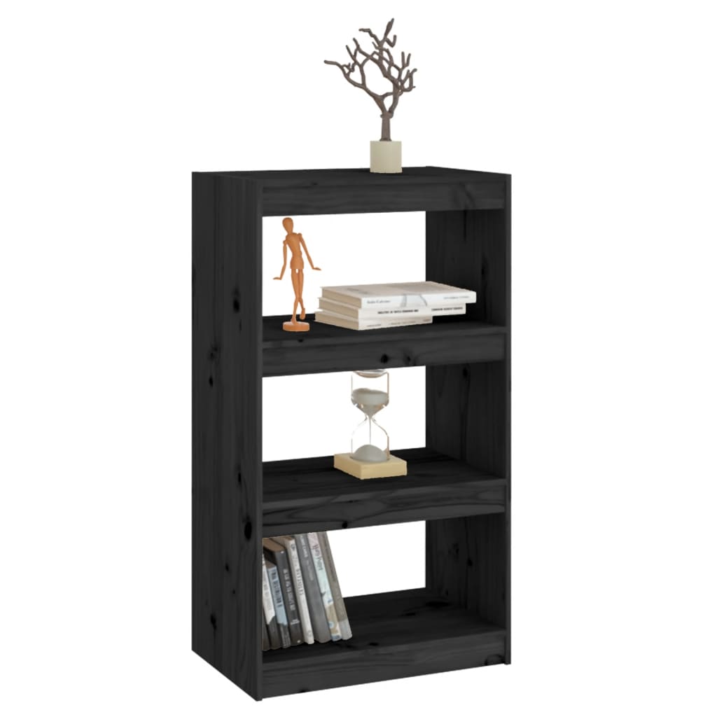 Bibliothèque/séparateur de pièce noir 60x30x103,5 cm bois de pin massif