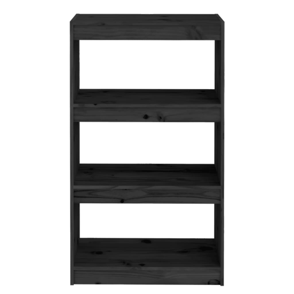 Bibliothèque/séparateur de pièce noir 60x30x103,5 cm bois de pin massif