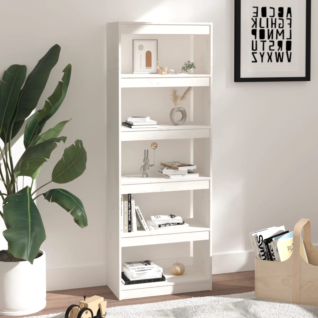 Bookcase/room divider white 60x30x167.5 cm solid pine wood