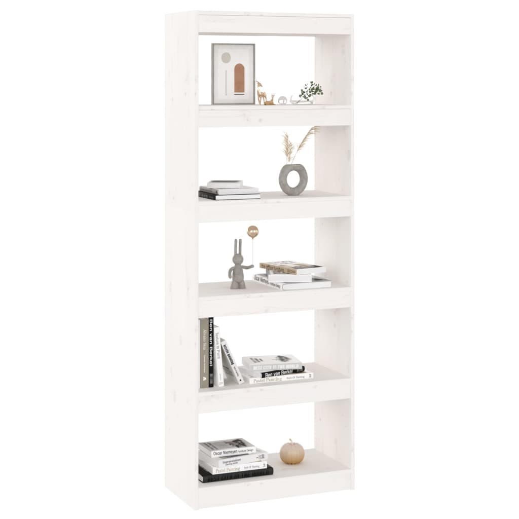 Bookcase/room divider white 60x30x167.5 cm solid pine wood