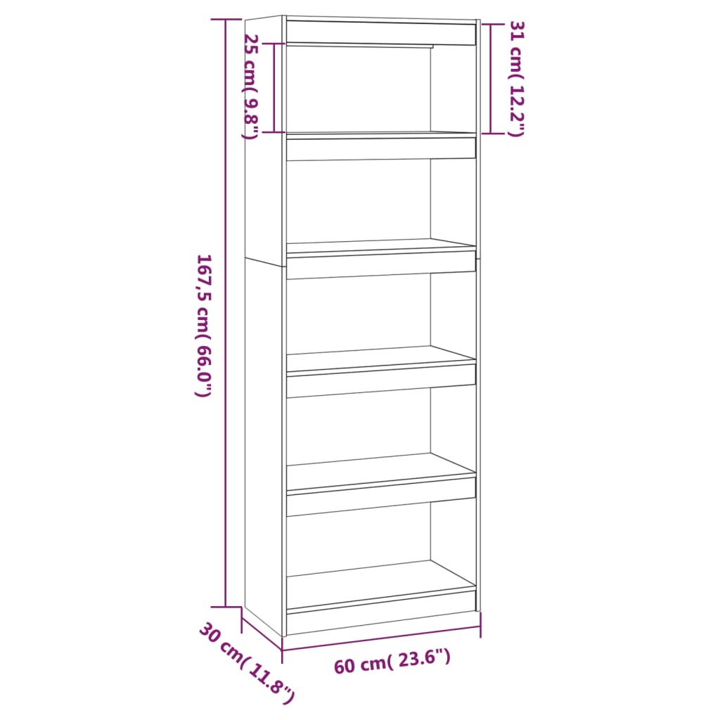 Bookcase/room divider white 60x30x167.5 cm solid pine wood