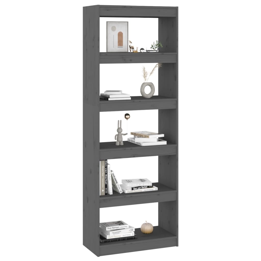 Bibliothèque/séparateur de pièce gris 60x30x167,5 cm bois de pin massif