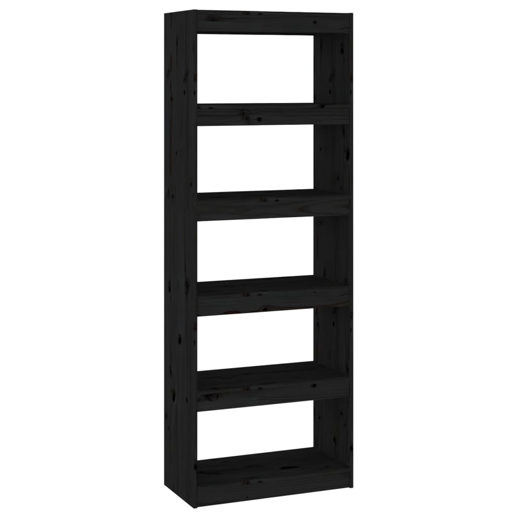 Bookcase/room divider black 60x30x167.5 cm solid pine wood
