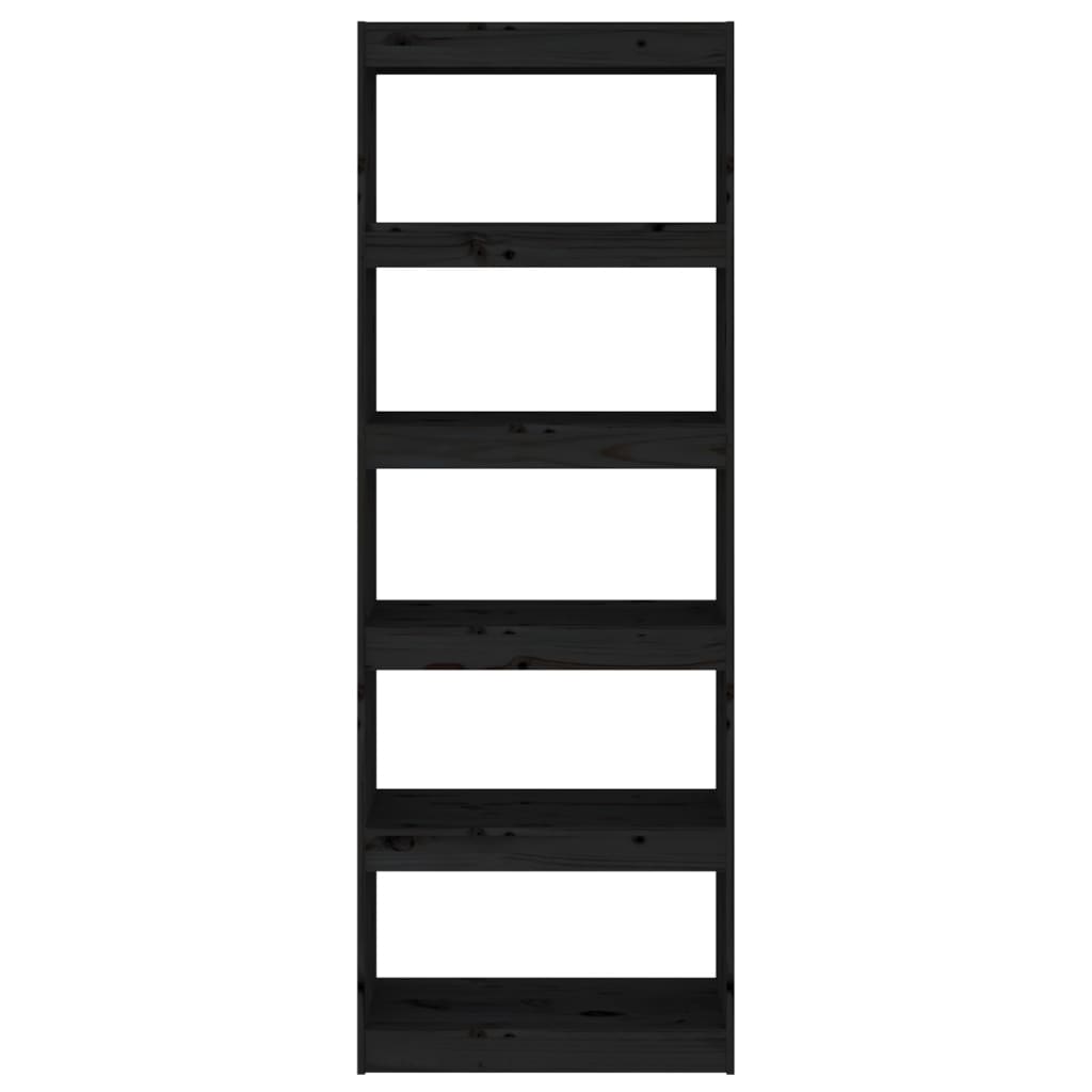 Bookcase/room divider black 60x30x167.5 cm solid pine wood