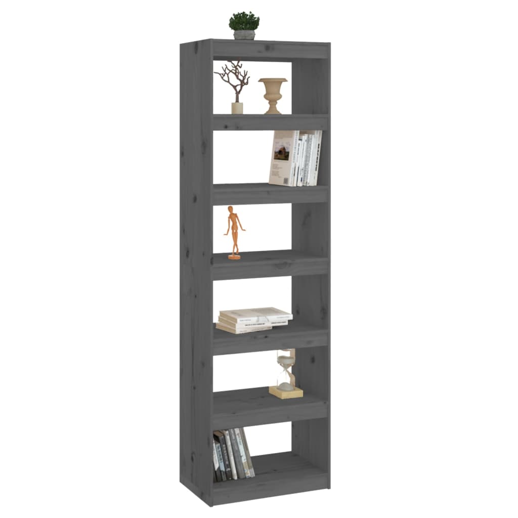 Bibliothèque/séparateur de pièce gris 60x30x199,5 cm bois de pin massif