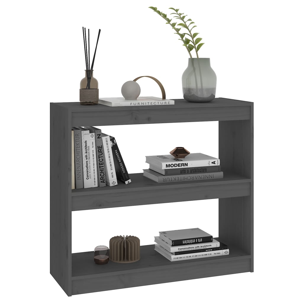 Bibliothèque séparateur de pièce gris 80x30x71,5 cm en bois de pin massif