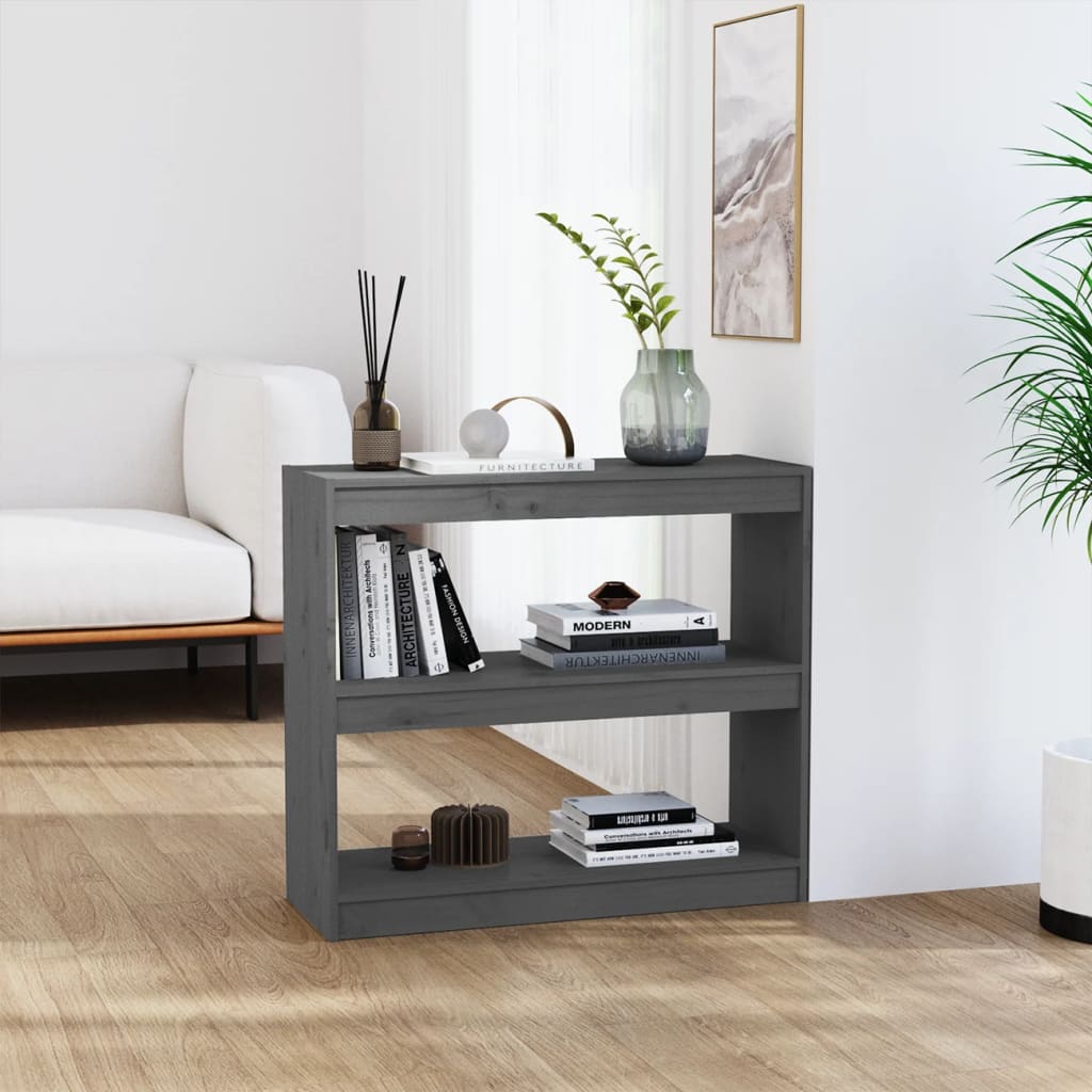 Bibliothèque séparateur de pièce gris 80x30x71,5 cm en bois de pin massif