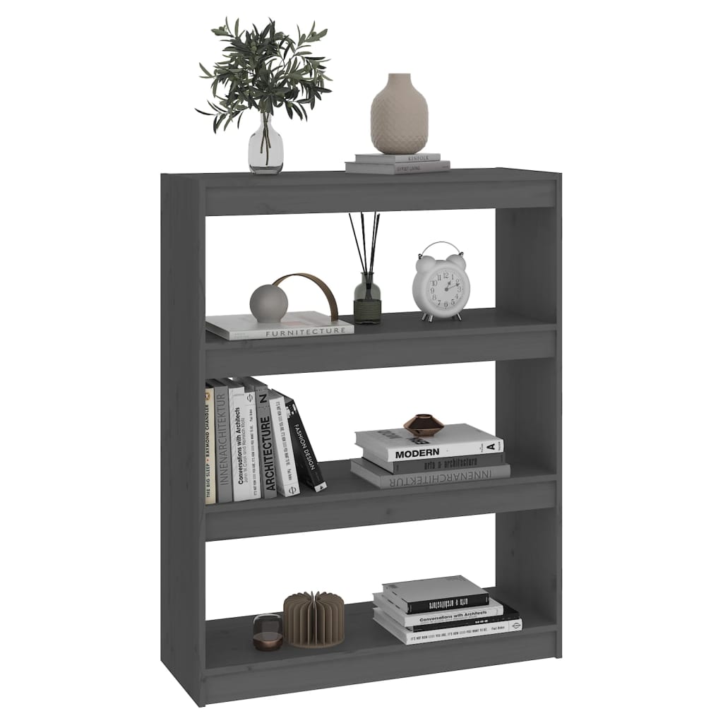 Bibliothèque séparateur de pièce gris 80x30x103,5 cm en bois de pin massif