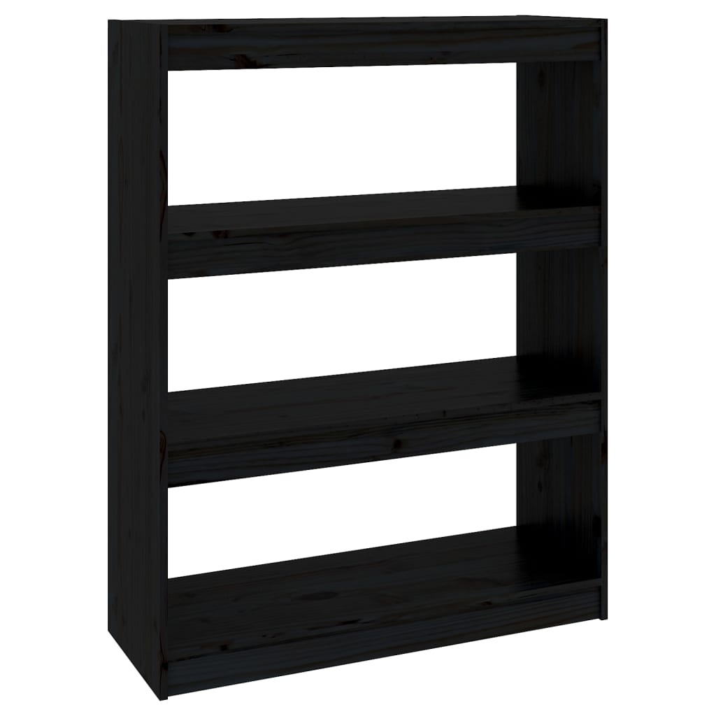Bibliothèque séparateur de pièce noir 80x30x103,5 cm en bois de pin massif