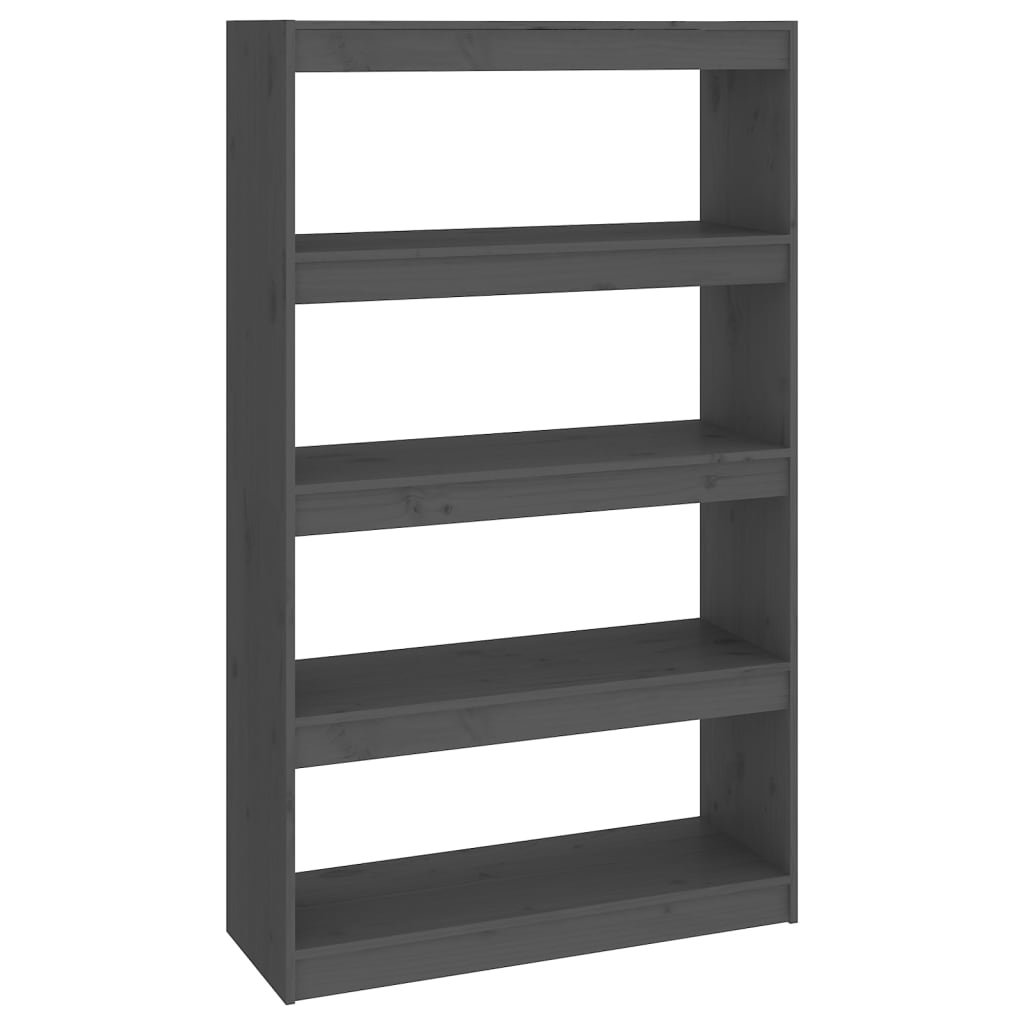 Bookcase room divider gray 80x30x135.5 cm solid pine wood
