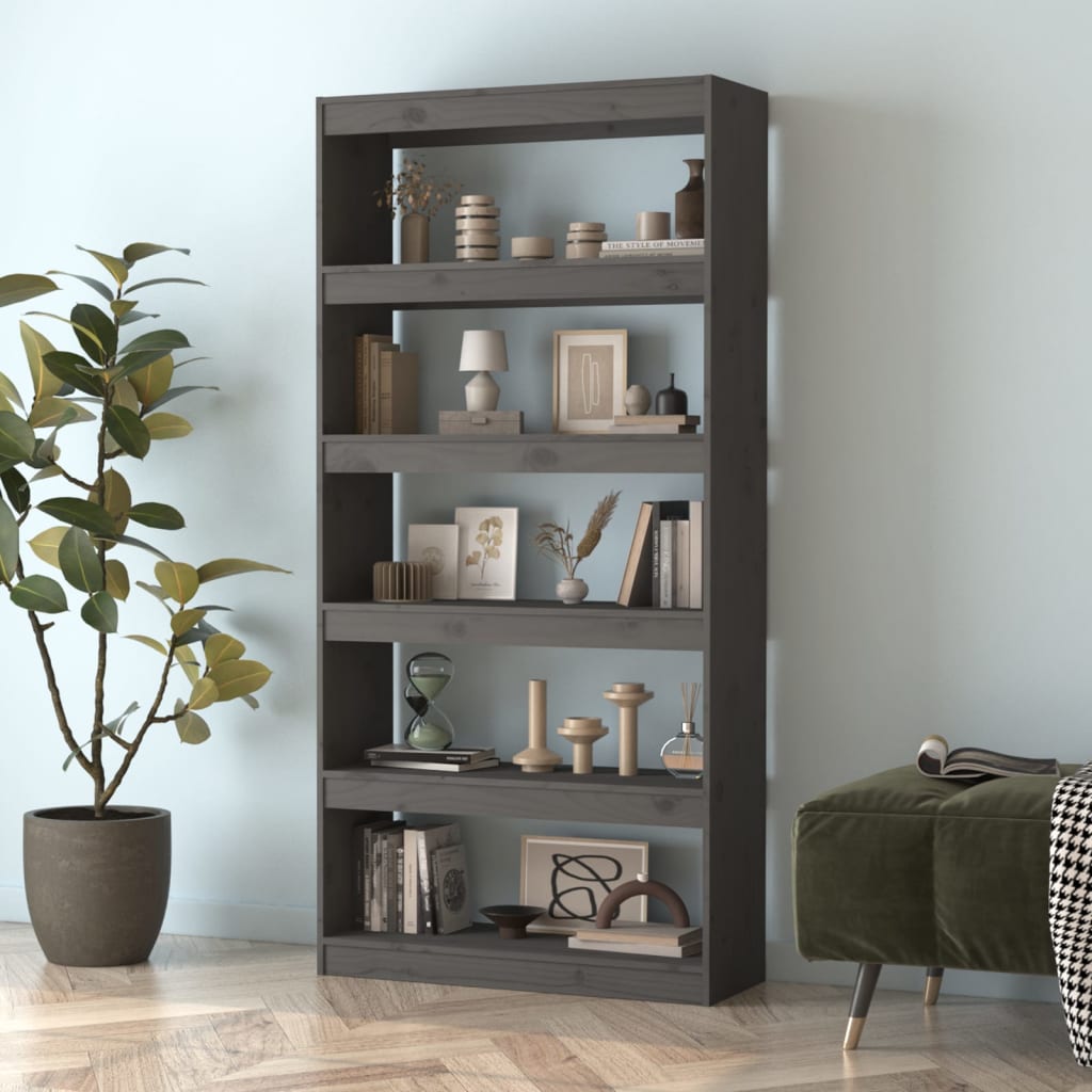 Bibliothèque/séparateur de pièce gris 80x30x167,4 cm bois de pin massif