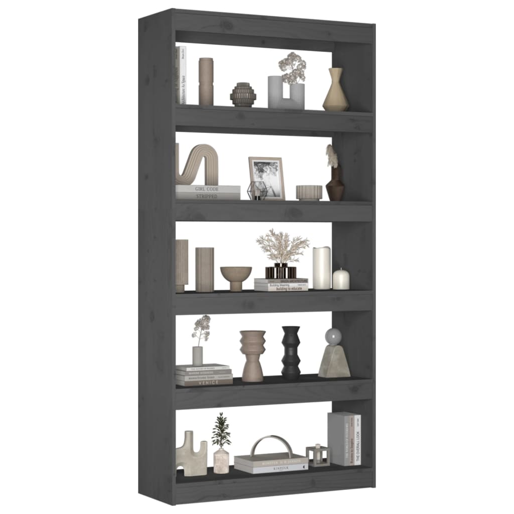 Bibliothèque/séparateur de pièce gris 80x30x167,4 cm bois de pin massif