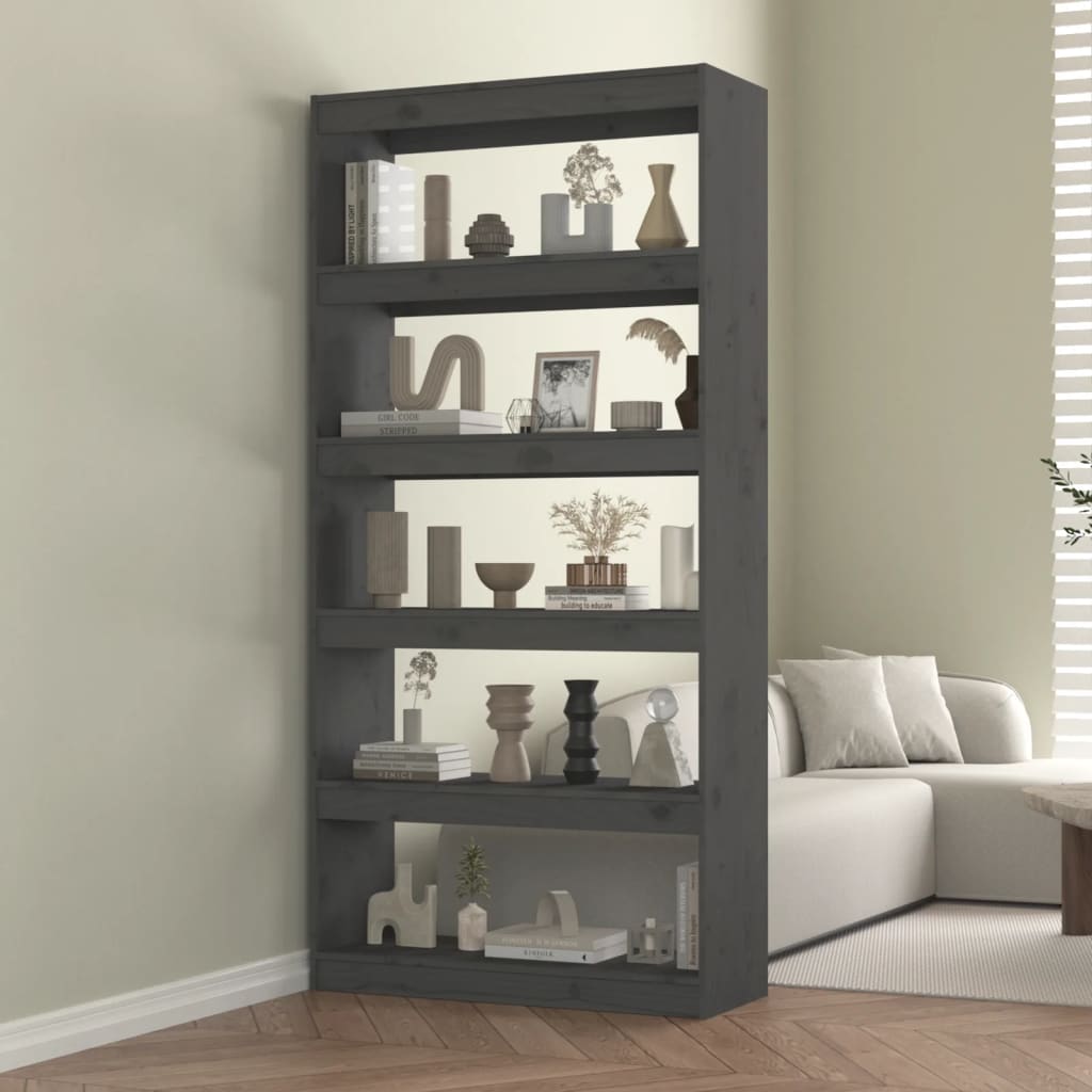 Bibliothèque/séparateur de pièce gris 80x30x167,4 cm bois de pin massif