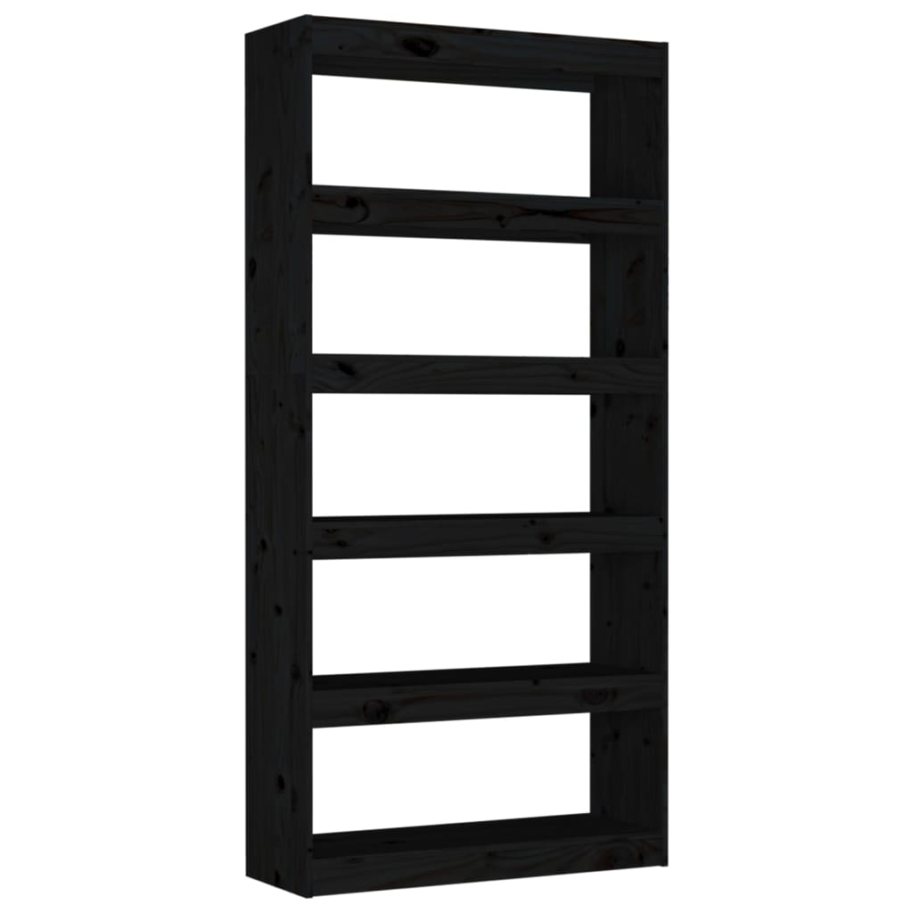 Bibliothèque/séparateur de pièce noir 80x30x167,4 cm bois de pin massif