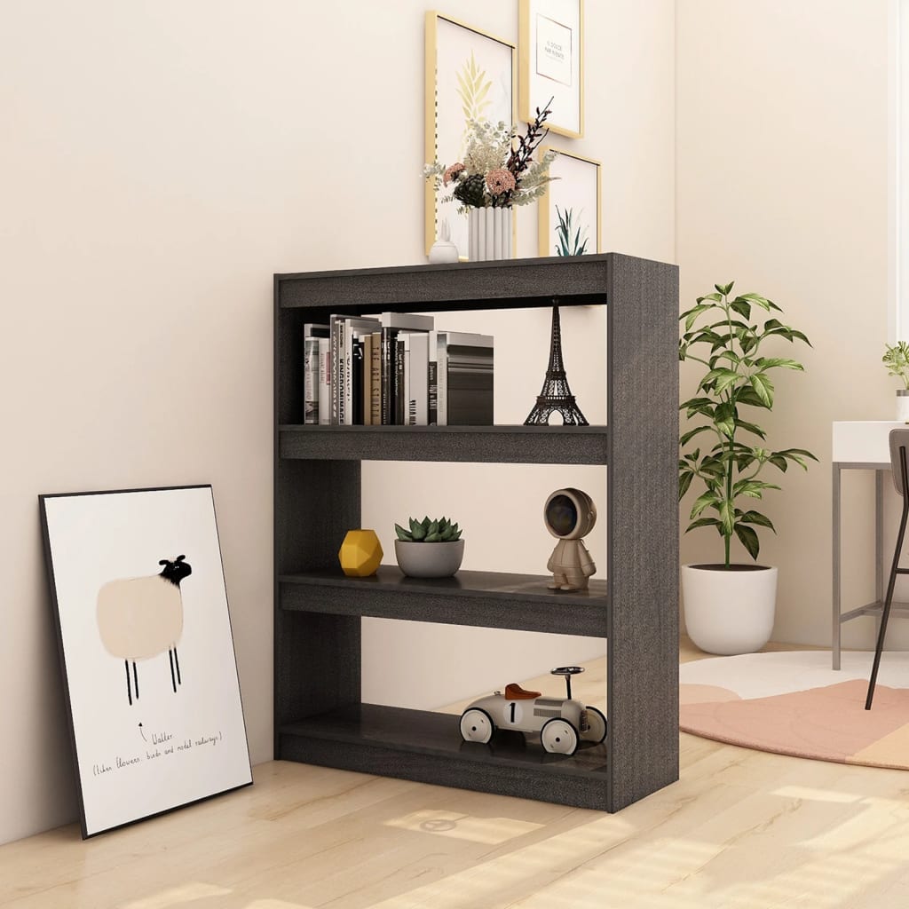 Bibliothèque/séparateur de pièce gris 100x30x103 cm bois de pin massif
