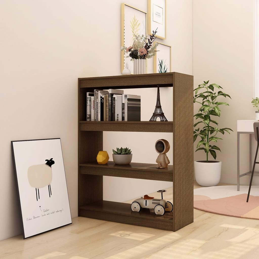 Bibliothèque/séparateur de pièce marron miel 100x30x103 bois de pin massif