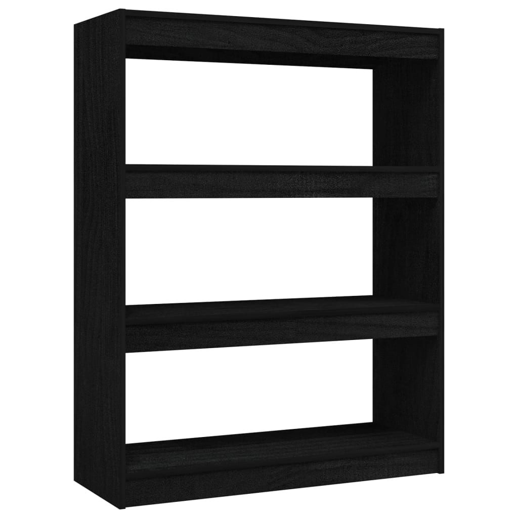 Bookcase/room divider black 100x30x103 cm solid pine wood
