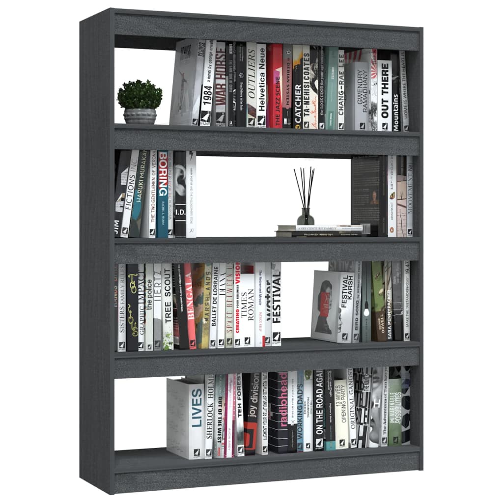 Bibliothèque/séparateur de pièce gris 100x30x135,5 cm bois de pin massif