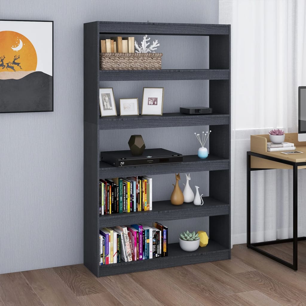 Bibliothèque/séparateur de pièce gris 100x30x167,5 cm bois de pin massif